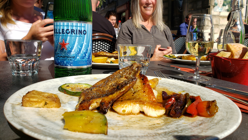 lunch on a terrace in France.